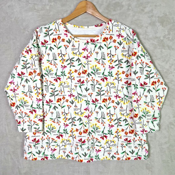 Lands' End Tops - Lands' End XL Quilted Wildflower Floral Pullover Top Botanical Cottagecore